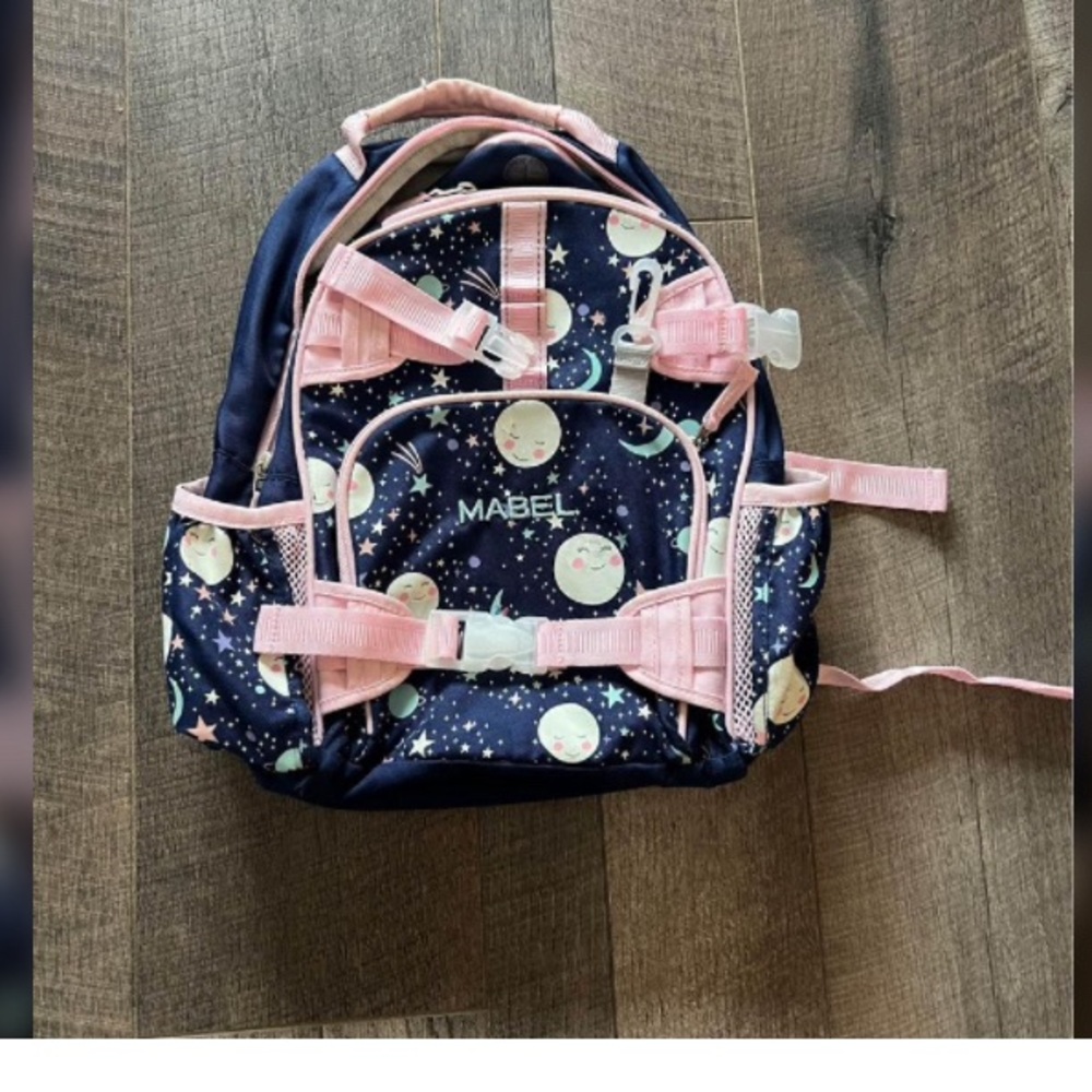 Pottery barn small backpack with name Mabel on it